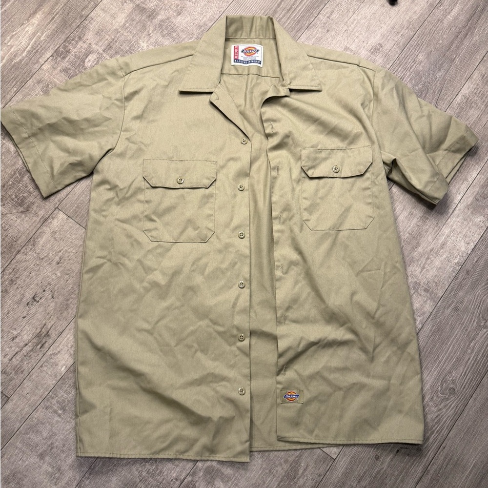 Dickies Beige Button-Up Work Shirt